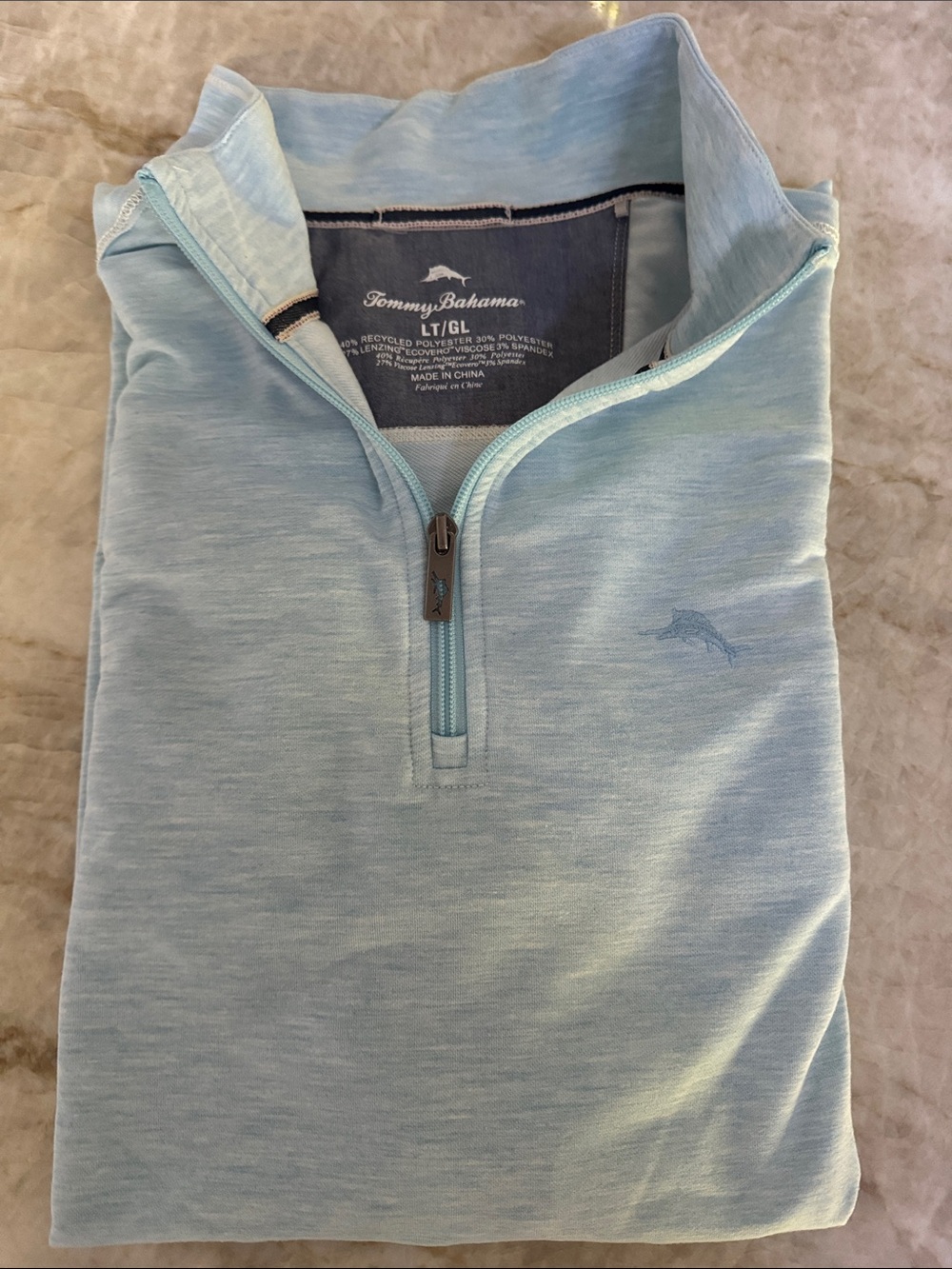 Tommy Bahama Pale Blue Heather Quarter-Zip Pullover